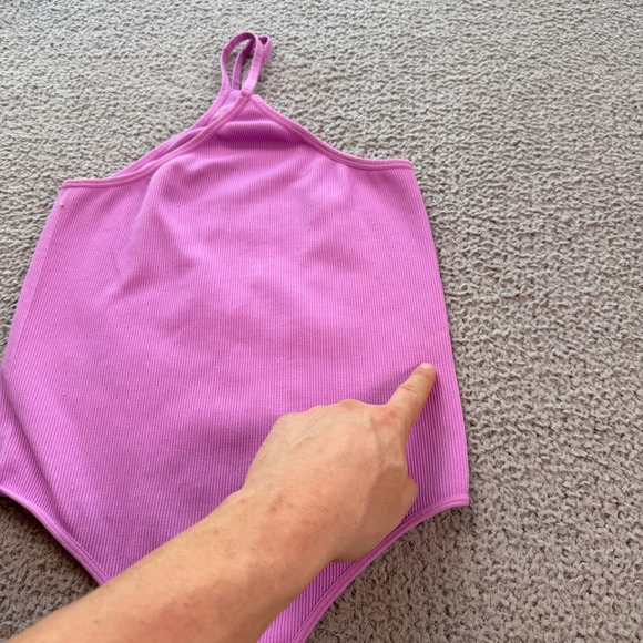 Wild Fable Womens Ribbed Halter Bodysuit Purple High Neck Thong Snap Medium - Picture 7 of 8